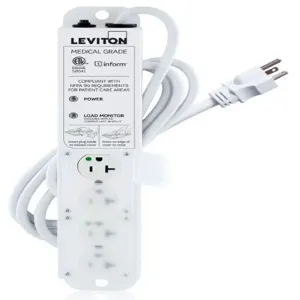 LEVITON 53C4M-2N7 Outlet Strip, 4 Outlets, 7 ft Cord Length, 20 A Max. Amps, Hospital Grade NEMA 5-20P | CR9HLF 791EC2