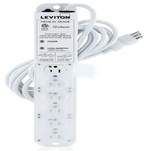 LEVITON 53C6M-1N5 Outlet Strip, 6 Outlets, 15 ft Cord Length, 15 A Max. Amps, Hospital Grade NEMA 5-15P | CR9HGQ 791EC7