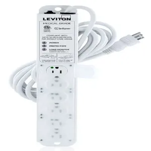 LEVITON 53C6M-1S5 Surge Protected Outlet Strip, 6 Outlets, Hospital Grade, NEMA 5-15P, 15 ft Cord Length | CR9HHP 791EC9