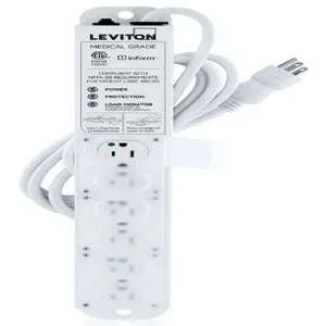 LEVITON 53C6M-1S7 Surge Protected Outlet Strip, 6 Outlets, Hospital Grade, NEMA 5-15P, 7 ft Cord Length | CR9HHQ 791ED0