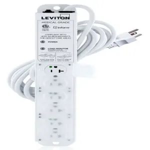 LEVITON 53C6M-2N5 Outlet Strip, 6 Outlets, 15 ft Cord Length, 20 A Max. Amps, Hospital Grade NEMA 5-20P | CR9HGT 791EC4