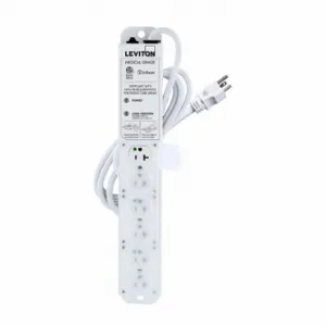 LEVITON 53C6M-2N7 Outlet Strip, 6 Outlets, 7 ft Cord Length, 20 A Max. Amps, Hospital Grade NEMA 5-20P | CR9HGX 791ED3