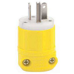 LEVITON 53CM-66C Straight Blade Plug, 5-20P, 20 A, 125VAC, White/Yellow, 2 Poles, Screw Terminals | CR9HKC 792TU9