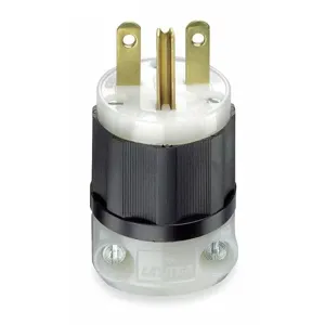 LEVITON 5666-C Straight Blade Plug, 6-15P, 15 A, 250VAC, Black/White, 2 Poles, Screw Terminals, 6-15 | CR9HKE 792TV7