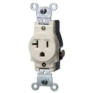 LEVITON 5801-T Receptacle, Single, 5-20R, 20 A, 125V AC, Light Almond, 2 Poles, Screw Terminals | CR9HZQ 792TW1