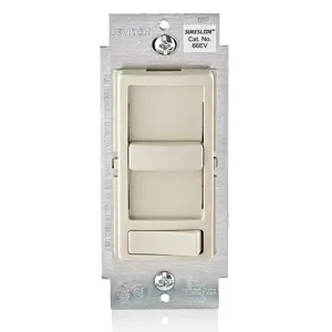 LEVITON 66EV-10T Lighting Di mmer, ELV, 1-Pole/3-Way, 120V AC, 300W, Light Almond | CR9HAY 791DY7