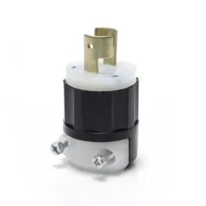 LEVITON 7102-C Locking Plug, L2-20P, 250V AC, 20 A, 2 Poles, Black/White, Screw Terminals, L2-20 | CR9HDJ 792TX6