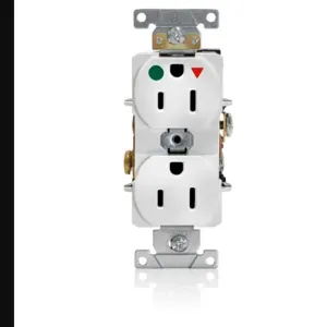 LEVITON 8200-IGW Receptacle, Duplex, 5-15R, 15 A, 125V AC, White, 2 Poles, Screw Terminals | CR9HUT 792TZ9