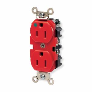 LEVITON 8200-R Receptacle, Duplex, 5-15R, 15 A, 125V AC, Red, 2 Poles, Screw Terminals | CR9HUM 792U01