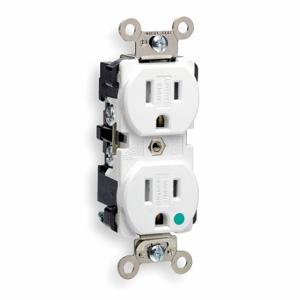 LEVITON 8200-SGW Receptacle, Duplex, 5-15R, 15 A, 125V AC, White, 2 Poles, Screw Terminals | CR9HUR 792U06