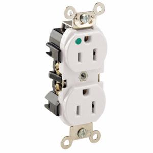 LEVITON 8200-W Receptacle, Duplex, 5-15R, 15 A, 125V AC, White, 2 Poles, Screw Terminals | CR9HUQ 792U07