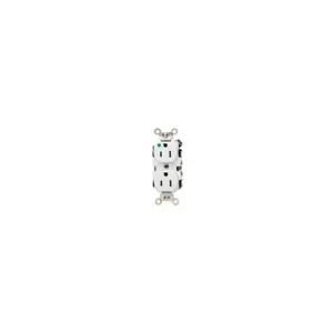 LEVITON 8200-W Receptacle, Duplex, 5-15R, 15 A, 125V AC, White, 2 Poles, Screw Terminals | CR9HUQ 792U07