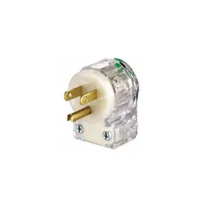 LEVITON 8215-CAT Angle Straight Blade Plug, 5-15P, 15 A, 125VAC, Clear, 2 Poles | CR9JDK 792U09