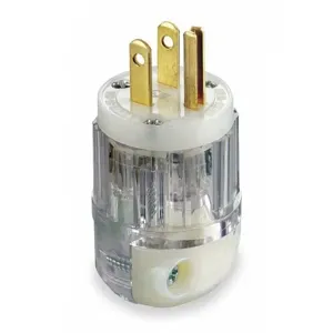 LEVITON 8215-CT Straight Blade Plug, 5-15P, 15 A, 125VAC, Clear, 2 Poles Terminals, Hospital Grade | CR9HJT 792U10