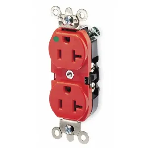 LEVITON 8300-HLR Receptacle, Duplex, 5-20R, 20 A, 125V AC, Red, 2 Poles, Screw Terminals | CR9HXF 792U19