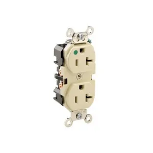 LEVITON 8300-I Receptacle, Duplex, 5-20R, 20 A, 125V AC, Ivory, 2 Poles, Screw Terminals | CR9HWT 792U23