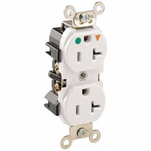 LEVITON 8300-IGW Receptacle, Duplex, 5-20R, 20 A, 125V AC, White, 2 Poles, Screw Terminals | CR9HXV 792U28