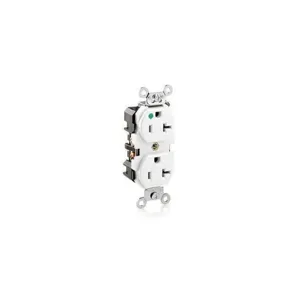 LEVITON 8300-W Receptacle, Duplex, 5-20R, 20 A, 125V AC, White, 2 Poles, Screw Terminals | CR9HXY 792U37