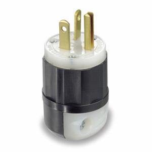 LEVITON 8315-C Straight Blade Plug, 5-20P, 20 A, 125VAC, Black/White, 2 Poles Terminals | CR9HJX 792U40