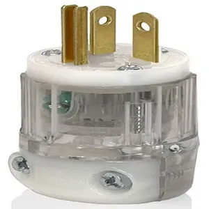 LEVITON 8315-PLC Straight Blade Plug, 5-20P, 20 A, 125VAC, Clear, 2 Poles Terminals, Hospital Grade | CR9HJZ 792U43