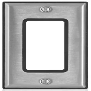 LEVITON 84401-G40 Decora Device Wall Plate, Decorator-Rocker, Stainless Steel, Silver, 1 Outlet Openings | CR9JDU 802G37