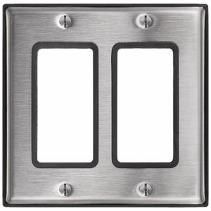LEVITON 84409-G40 Decora Device Wall Plate, Decorator-Rocker, Stainless Steel, Silver, 2 Outlet Openings | CR9JDX 802G38