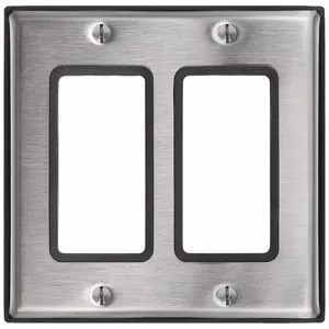 LEVITON 84409-G40 Decora Device Wall Plate, Decorator-Rocker, Stainless Steel, Silver, 2 Outlet Openings | CR9JDX 802G38