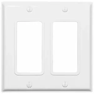 LEVITON 84409-G4W Decora Device Wall Plate, Decorator-Rocker, Stainless Steel, White, 2 Outlet Openings | CR9JDW 802G40