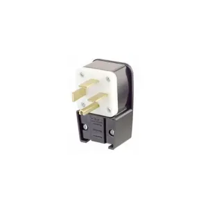 LEVITON 8462-P Angle Straight Blade Plug, 15-60P, 60 A, 250VAC, Black, 3 Poles | CR9JDF 792U57