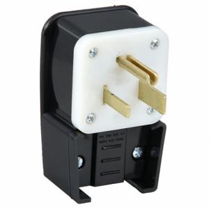 LEVITON 9650-P Angle Straight Blade Plug, 6-50P, 50 A, 250VAC, Black, 2 Poles | CR9JDP 792U70