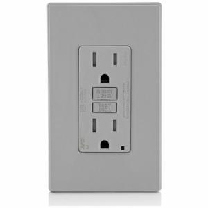 LEVITON AFTR1-GY Receptacle, Decorator Duplex, 5-15R, 15 A, 125V AC, Gray, 2 Poles, Screw Terminals | CR9HQK 792U72