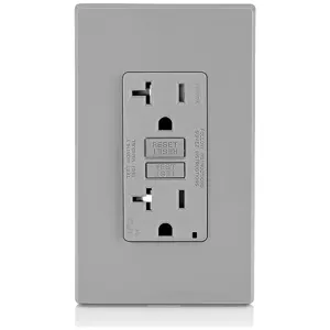 LEVITON AFTR2-GY Receptacle, Decorator Duplex, 5-20R, 20 A, 125V AC, Gray, 2 Poles, Screw Terminals | CR9HRK 792U78