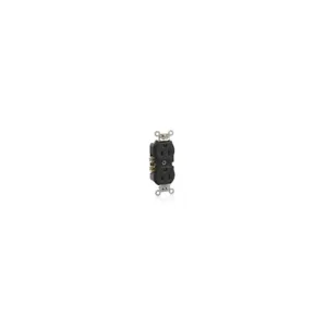 LEVITON BR15-E Receptacle, Duplex, 5-15R, 15 A, 125V AC, Black, 2 Poles, Screw Terminals, Std Resist | CR9HTT 792U82