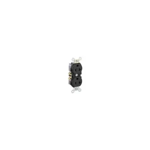 LEVITON CR20-E Receptacle, Duplex, 5-20R, 20 A, 125V AC, Black, 2 Poles, Screw Terminals, Std Resist | CR9HVR 792U95