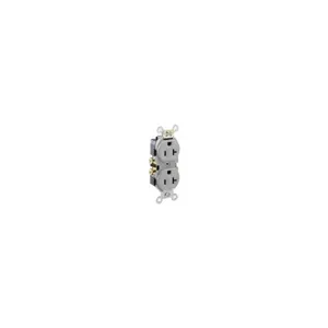 LEVITON CR20-GY Receptacle, Duplex, 5-20R, 20 A, 125V AC, Gray, 2 Poles, Screw Terminals, Std Resist | CR9HWG 792U96