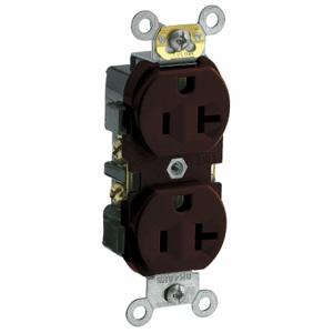 LEVITON CR20 Receptacle, Duplex, 5-20R, 20 A, 125V AC, Brown, 2 Poles, Screw Terminals, Std Resist | CR9JAK 792U94