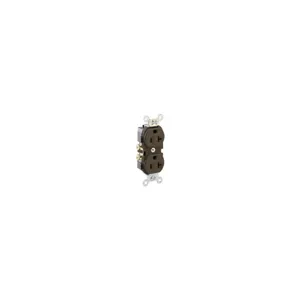 LEVITON CR20 Receptacle, Duplex, 5-20R, 20 A, 125V AC, Brown, 2 Poles, Screw Terminals, Std Resist | CR9JAK 792U94