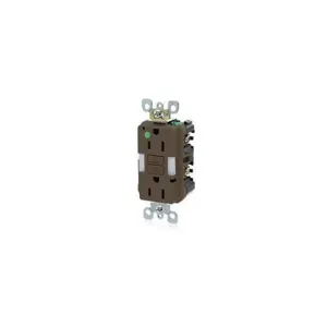 LEVITON GFNL1-HG GFI Receptacle, Decorator Duplex, 5-15R, 15 A, 125 VAC, Brown, 2 Poles, Screw Terminals | CR9HLY 792UA9