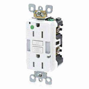 LEVITON GFNL1-HGW GFI Receptacle, Decorator Duplex, 5-15R, 15 A, 125 VAC, White, 2 Poles, Screw Terminals | CR9HMU 792UC4