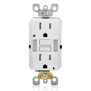 LEVITON GFNL1-W GFI Receptacle, Decorator Duplex, 5-15R, 15 A, 125 VAC, White, 2 Poles, Screw Terminals | CR9HMV 792UC7