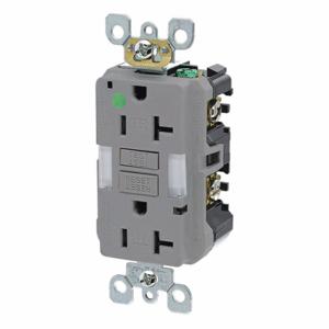 LEVITON GFNL2-HGG GFI Receptacle, Decorator Duplex, 5-20R, 20 A, 125 VAC, Gray, 2 Poles, Screw Terminals | CR9HNJ 792UC9