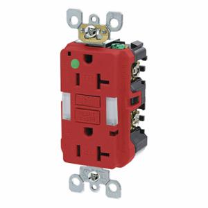 LEVITON GFNL2-HGR GFI Receptacle, Decorator Duplex, 5-20R, 20 A, 125 VAC, Red, 2 Poles, Screw Terminals | CR9HPA 792UD1