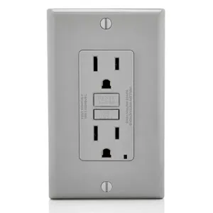 LEVITON GFNT1-GY GFI Receptacle, Decorator Duplex, 5-15R, 15 A, 125 VAC, Gray, 2 Poles, Screw Terminals | CR9JBV 792UD9