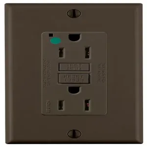 LEVITON GFNT1-HG GFI Receptacle, Decorator Duplex, 5-15R, 15 A, 125 VAC, Brown, 2 Poles, Screw Terminals | CR9HLV 792UE0