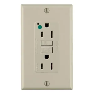 LEVITON GFNT1-HGI GFI Receptacle, Decorator Duplex, 5-15R, 15 A, 125 VAC, Ivory, 2 Poles, Screw Terminals | CR9HMF 792UE3