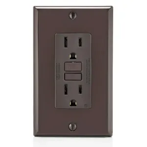 LEVITON GFNT1 GFI Receptacle, Decorator Duplex, 5-15R, 15 A, 125 VAC, Brown, 2 Poles, Screw Terminals | CR9HLW 792UD7