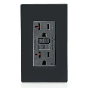 LEVITON GFNT2-E GFI Receptacle, Decorator Duplex, 5-20R, 20 A, 125 VAC, Black, 2 Poles, Screw Terminals | CR9HNA 792UF1