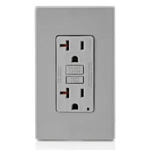 LEVITON GFNT2-GY GFI Receptacle, Decorator Duplex, 5-20R, 20 A, 125 VAC, Gray, 2 Poles, Screw Terminals | CR9JCJ 792UF2