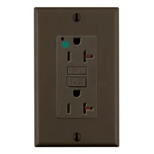 LEVITON GFNT2-HG GFI Receptacle, Decorator Duplex, 5-20R, 20 A, 125 VAC, Brown, 2 Poles, Screw Terminals | CR9HNG 792UF3