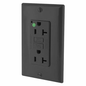 LEVITON GFNT2-HGE GFI Receptacle, Decorator Duplex, 5-20R, 20 A, 125 VAC, Black, 2 Poles, Screw Terminals | CR9HMZ 792UF4